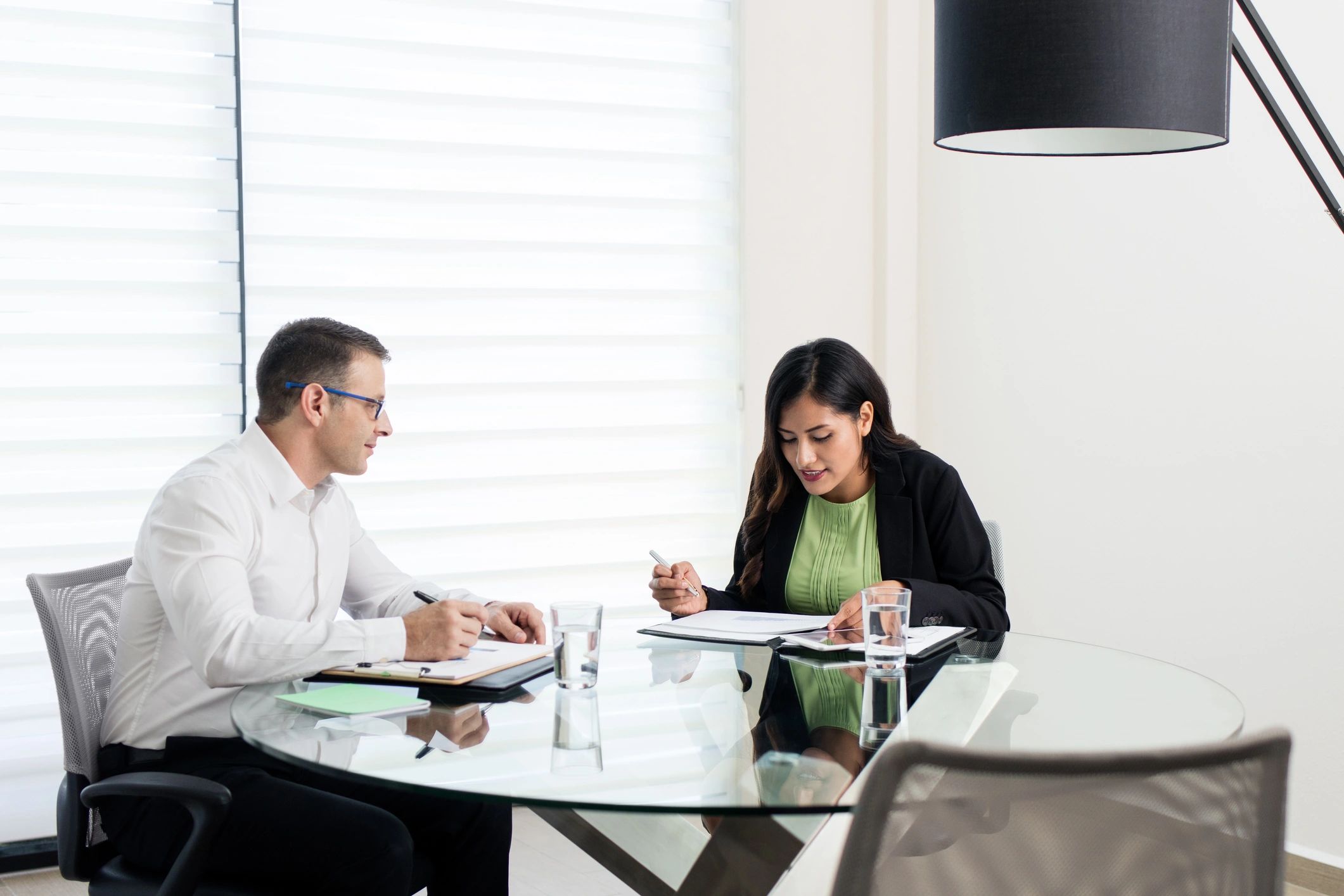 Insurance consultation meeting in an office